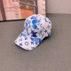 White Casual Letters Gradient Patchwork Contrast Hat