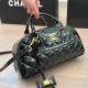 Black Casual Letters Patchwork Zipper Texture Bags