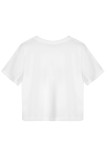 White Blue Casual Four Leaf Clover Contrast O Neck T-Shirts