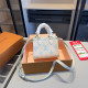 Light Blue Daily Letters Patchwork Contrast Adjustable Bags