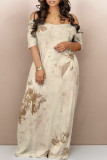 Light Gray Casual Floral Print Pocket V Neck Printed Dresses