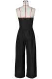 Army Green Casual Solid Color Buckle Strapless Loose Jumpsuits