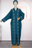 Army Green Casual Solid Color Hot Drill V Neck Long Dresses