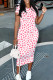 Pink Casual Colorblock Flowers Print Contrast O Neck Printed Dresses