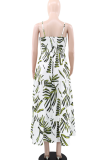 Green Sexy Print Patchwork Sling Dresses