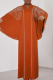 Orange Casual Solid Color Hot Drill V Neck Long Dresses