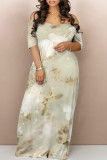 Light Gray Casual Floral Print Pocket V Neck Printed Dresses