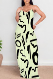 Apricot Sexy Letter Print Pocket Contrast O Neck Printed Dresses