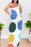 Malachite Green Casual Polka Dot Print Pocket Contrast O Neck Printed Dresses
