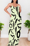 Apricot Sexy Letter Print Pocket Contrast O Neck Printed Dresses