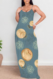 Malachite Green Casual Polka Dot Print Pocket Contrast O Neck Printed Dresses