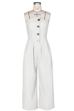 Army Green Casual Solid Color Buckle Strapless Loose Jumpsuits