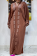 Brown Casual Solid Color Hot Drill V Neck Long Dresses