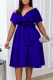 Blue Elegant Solid Color Strap Design V Neck Long Dresses