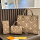 Khaki Daily Letters Patchwork Contrast Bags