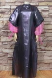 violet Elegant Mesh O Neck Long Plus Size Dresses