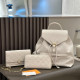 White Casual Letters Patchwork Chains Embossed Bags
