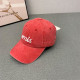 Red Casual Letters Distressed Patchwork Contrast Hat