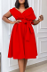 Red Elegant Solid Color Strap Design V Neck Long Dresses
