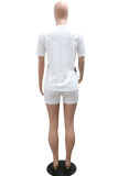 Black Casual Daily Butterfly Sequins Patchwork O Neck Short Sleeve Two Pieces