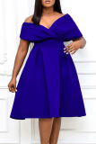 Red Elegant Solid Color Strap Design V Neck Long Dresses