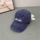 Blue Purple Casual Letters Distressed Patchwork Contrast Hat