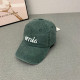 Green Casual Letters Distressed Patchwork Contrast Hat