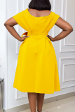 Red Elegant Solid Color Strap Design V Neck Long Dresses
