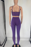Red Sexy Solid Color Patchwork Spaghetti Strap Sleeveless Two Pieces