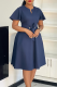 Deep Blue Elegant Solid Color Strap Design V Neck Long Dresses