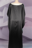 Green Black Casual Contrast Square Neck Long Dresses