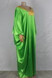 Navy Blue Casual Hot Drill V Neck Long Dresses