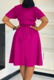 Deep Blue Elegant Solid Color Strap Design V Neck Long Dresses