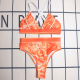 Tangerine Red Sexy Print Backless Swimwears
