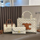 White Casual Letters Patchwork Contrast Bags
