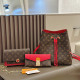 Red Casual Letters Draw String Patchwork Chains Contrast Bags