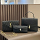 Black Casual Solid Color Patchwork Metal Accessories Trim Texture Bags
