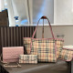 Pink Daily Plaid Patchwork Contrast Bags