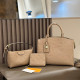 Khaki Daily Letters Patchwork Zipper Embossed Bags