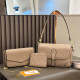 Khaki Casual Letters Patchwork Chains Embossed Bags