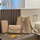Khaki Casual Letters Draw String Zipper Embossed Bags