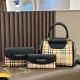 Black Casual Plaid Patchwork Zipper Contrast Bags