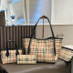Black Daily Plaid Patchwork Contrast Bags