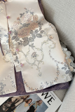 Purple Daily Jacquard Buckle Mandarin Collar Tops
