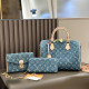 The cowboy blue Casual Letters Distressed Chains Zipper Bags