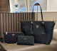 Black Casual Letters Chains Zipper Texture Bags