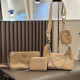 Khaki Street Letters Patchwork Chains Zipper Bags