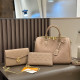 Khaki Daily Letters Patchwork Zipper Embossed Bags