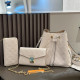 White Casual Letters Draw String Zipper Embossed Bags