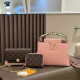 Pink Brown Daily Letters Patchwork Chains Contrast Bags